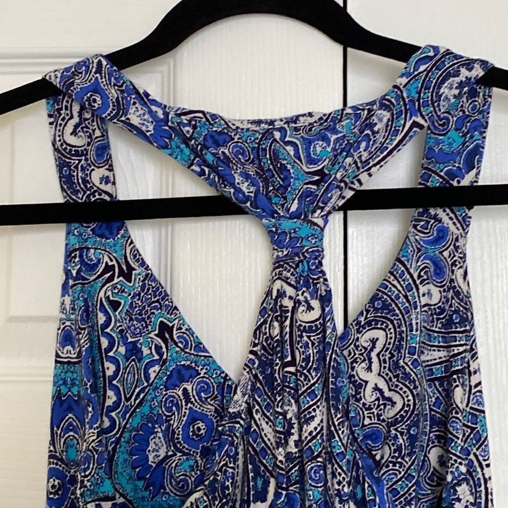 Sigrid Olsen Blue Paisley Print Racer Back Dress, Size Medium - Picture 4 of 5